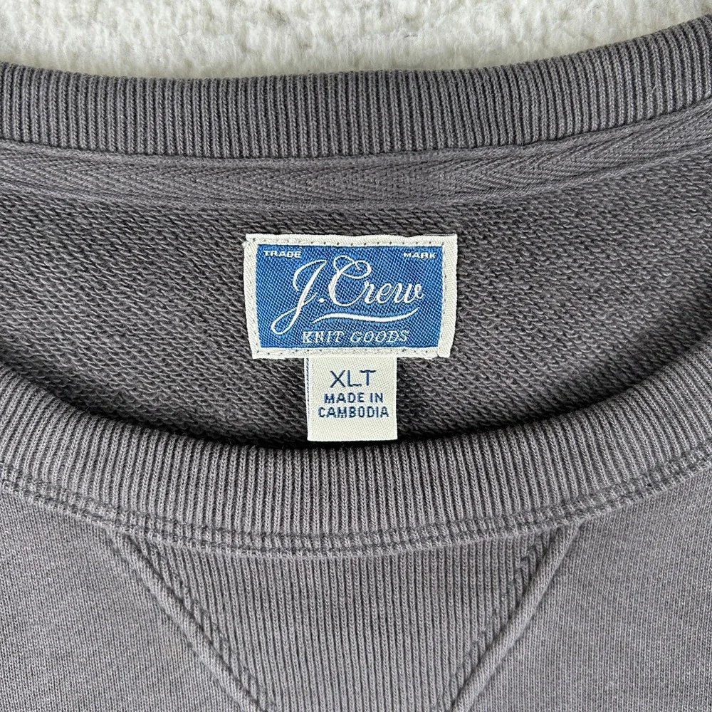J.Crew Knit Goods Sweatshirt Mens XLT Tall Gray Fleece Pullover Crewneck AD467